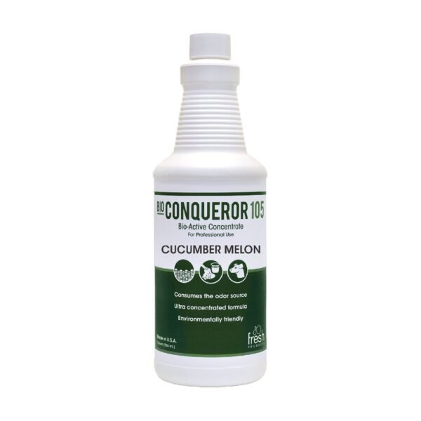 Fresh Products Bio Conqueror 105 Enzymatic Odor Counteractant Concentrate, Cucumber Melon, 1 qt Bottle, 12/Carton (1232BWBCMF)