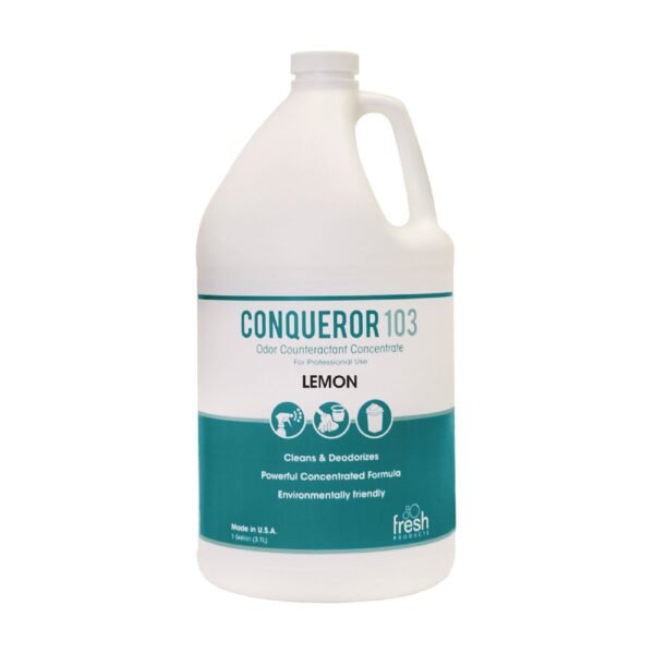 Fresh Products Conqueror 103 Odor Counteractant Concentrate, Lemon, 1 gal Bottle, 4/Carton (1WBLE)