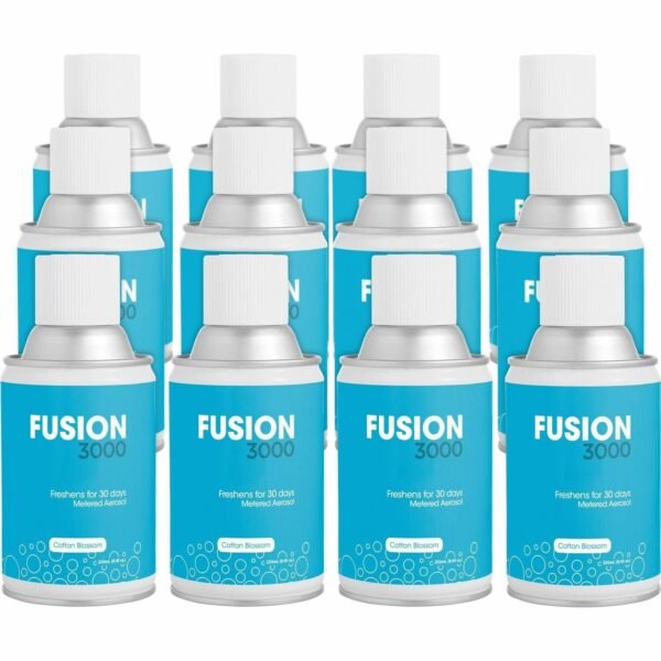 Fresh Products Fusion 3000 Metered Aerosols 6000 ft³ - Cotton Blossom - 30 Day - Odor Neutralizer, VOC Compliant - 12 / Carton (MAIRCB)