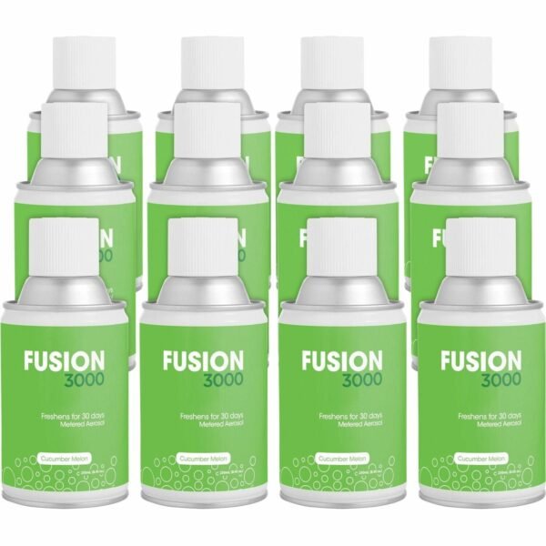 Fresh Products Fusion 3000 Metered Aerosols 6000 ft³ - Cucumber Melon - 30 Day - Odor Neutralizer, VOC Compliant - 12 / Carton (MAIRCM)