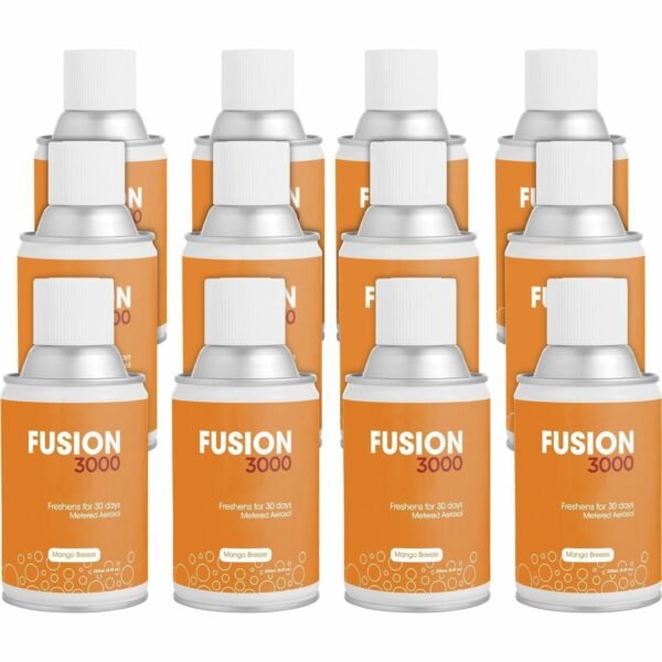 Fresh Products Fusion 3000 Metered Aerosols 6000 ft³ - Mango - 30 Day - Odor Neutralizer, VOC Compliant - 12 / Carton (MAIRMG)