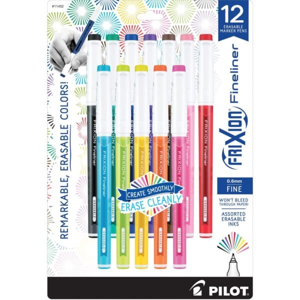 FriXion Fineliner Erasable Marker Pens 0.6 mm Fine Pen Point - Erasable - Gel-based - 12 / Set (11452)