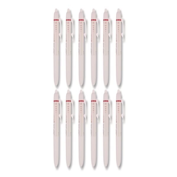 Frixion Waai Erasable Gel Pen, Retractable, Extra Fine 0.5 mm, Cherry Ink, Beige/Cherry Barrel, Dozen