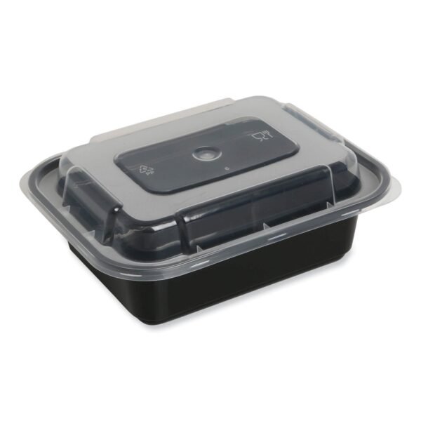 GEN Microwavable Food Container with Lid, Rectangular, 12 oz, 5.78 x 4.52 x 2.24, Black/Clear, Plastic, 150/Carton (GENTORECT12)