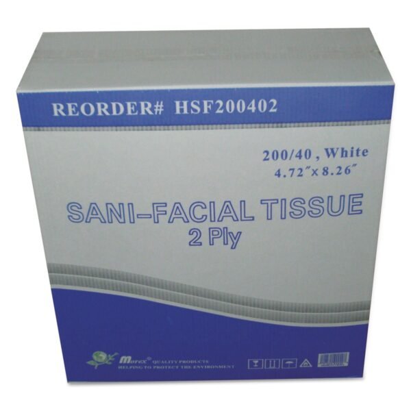 GEN® Sani Facial Tissue, 2-Ply, White, 40 Tissue Box, 200 Boxes (GENHSF200402)