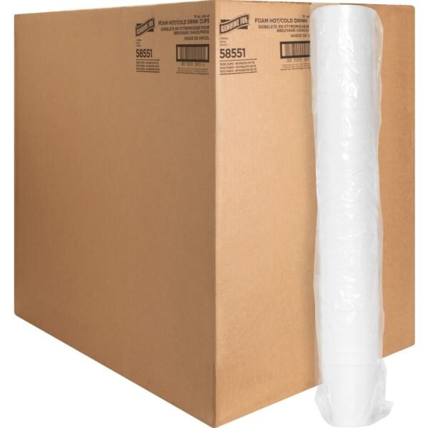 Genuine Joe 10 oz Hot/Cold Foam Cups 10 fl oz - White - Foam - Hot Drink, Cold Drink - 25/Pack - 40 / Carton (GJO58551)