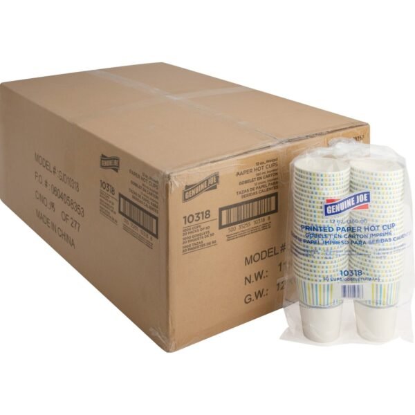 Genuine Joe 12 oz Hot Beverage Cups 12 fl oz - Assorted - Paper - Hot Chocolate, Cappuccino, Tea, Coffee, Beverage - 50/Pack - 20 / Carton (GJO10318CT)