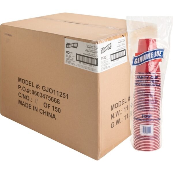 Genuine Joe 16 oz Party Cups 16 fl oz - Red - Plastic - Party, Cold Drink, Beverage - 50/Pack - 20 / Carton (GJO11251CT)