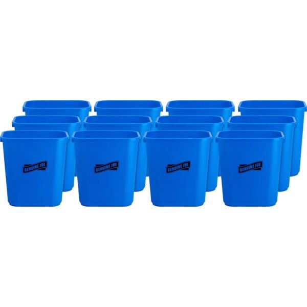 Genuine Joe 28-1/2 Quart Recycle Wastebasket 7.13 gal Capacity - Rectangular - 15" Height x 14.5" Width x 10.5" Depth - Blue, White - 12 / Carton (GJO57257CT)