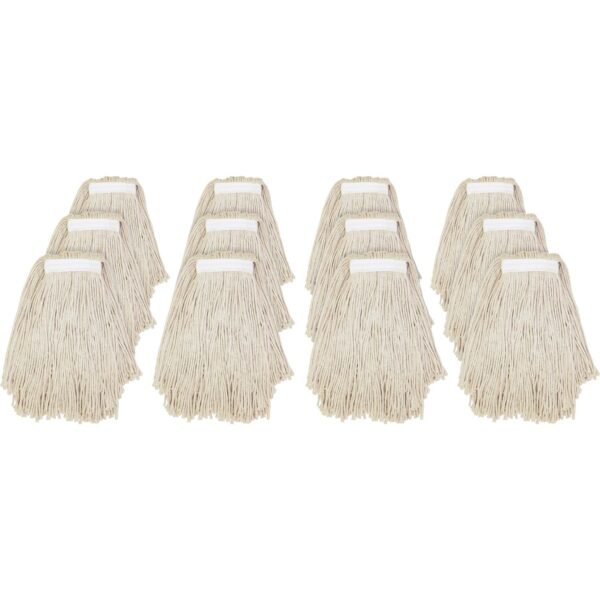 Genuine Joe Clamp-style Cotton Mophead #16 - Cut Ends, Absorbent, Narrow Headband - Cotton - Natural - 12 / Carton (GJON16COTCT)