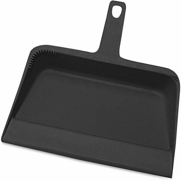 Genuine Joe Heavy-duty Plastic Dust Pan 12" Wide - Plastic - Black - 1 Each (GJO02406)