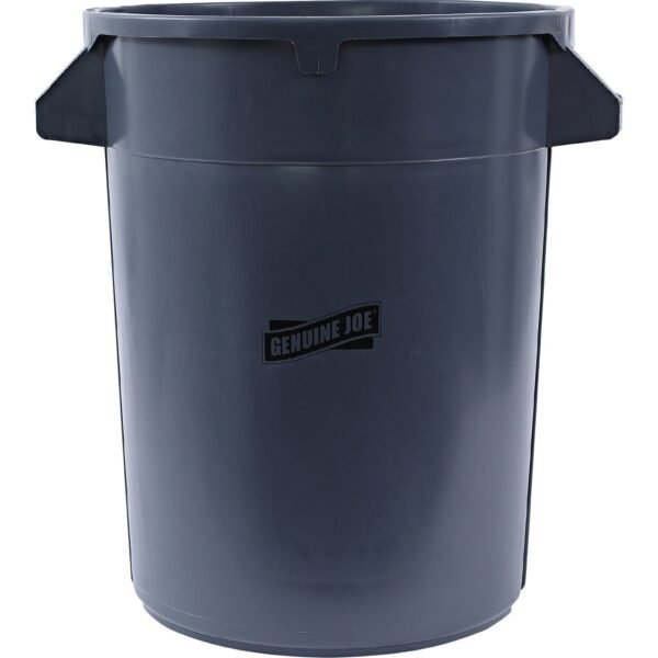 Genuine Joe Heavy-Duty Trash Container 32 gal Capacity - Side Handle, Venting Channel - Plastic - Gray - 1 Each (GJO60463)