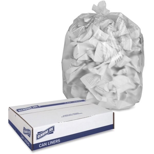 Genuine Joe High-density Can Liners Extra Large Size - 56 gal Capacity - 48" Length x 43" Width x 0.63 mil (16 Micron) Thickness - High Density - Clear - Resin - Office Waste,...