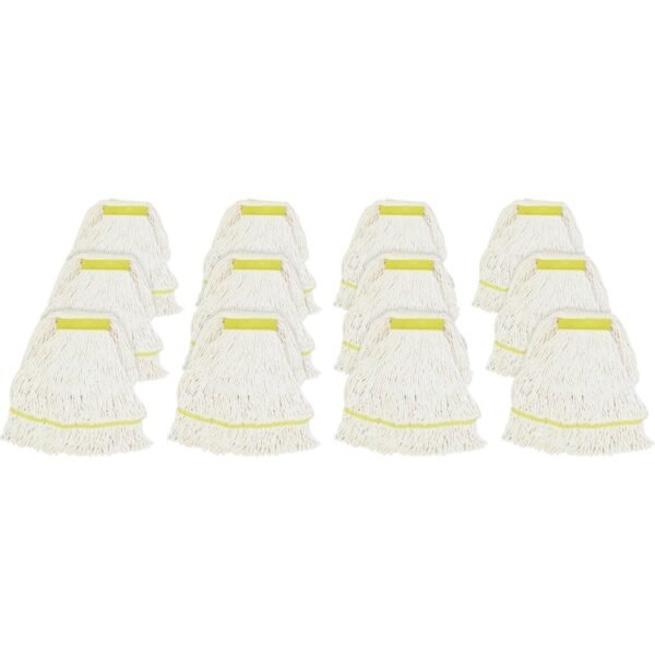 Genuine Joe Narrow Band Small Mophead Rayon, Cotton - White - 12 / Carton (GJOSWH1BCT)