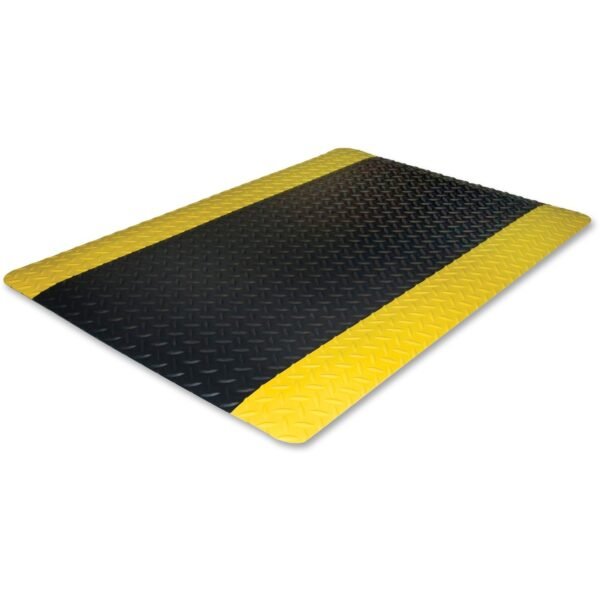 Genuine Joe Safe Step Anti-Fatigue Floor Mat Warehouse, Factory - 60" Length x 36" Width - Black, Yellow - 1 Each (GJO70364)