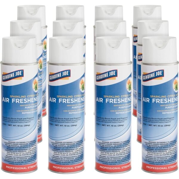 Genuine Joe Sparkling Citrus Air Freshener Spray - 10 oz - Sparkling Citrus - 12 / Carton (GJO10356CT)