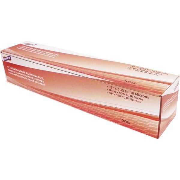 Genuine Joe Standard Grade Aluminum Foil 18" Width x 500 ft Length - Pliable, Disposable - Aluminum Foil - Silver - 1 Each (GJO10705)