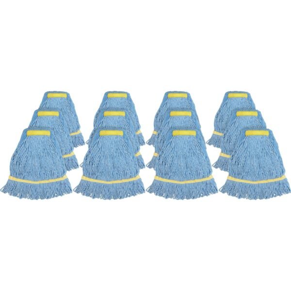 Genuine Joe Synthetic Blend Small Mophead Rayon, Cotton - Blue - 12 / Carton (GJOSBL1BCT)