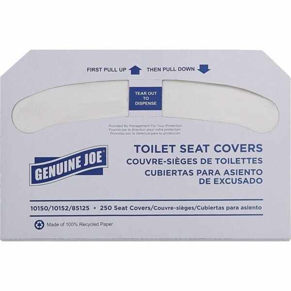 Genuine Joe Toilet Seat Covers Half-fold - For Public Toilet - White - 250/Pack - 20 / Carton (GJO85125)