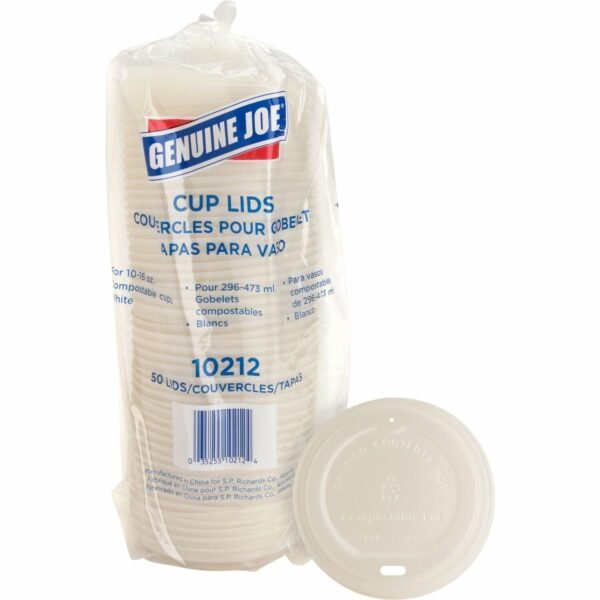 Genuine Joe Vented Hot Cup Lid Polystyrene - White - 50 / Pack (GJO10212)