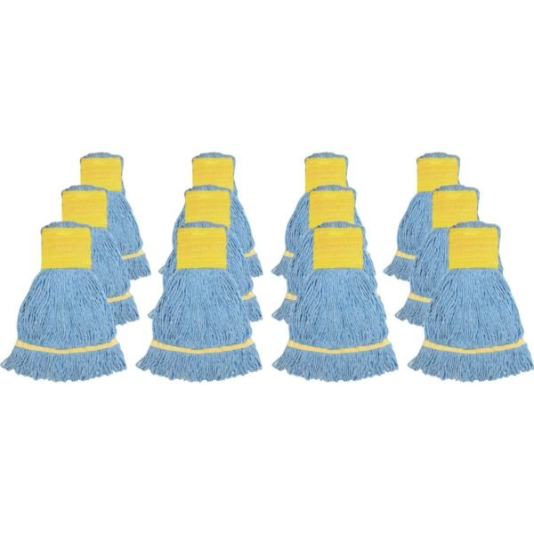 Genuine Joe Wide Band Small Mophead Rayon, Cotton - Blue - 12 / Carton (GJOSBL5BCT)