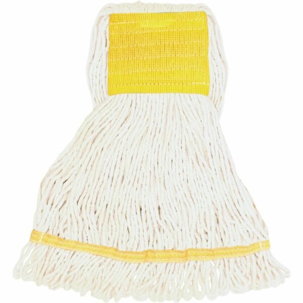 Genuine Joe Wide Band Small Mophead Small - Looped Ends, Durable, Launderable, Wide Headband, Mesh Band - Rayon, Cotton, Rayon - White - 1 Each (GJOSWH5B)