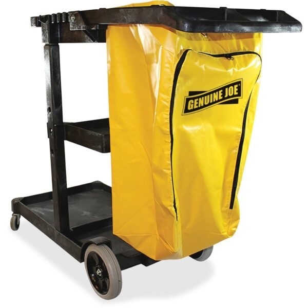 Genuine Joe Workhorse Janitor's Cart 40" Width x 20.50" Depth x 38" Height - Charcoal, Yellow - 1 Each (GJO02342)