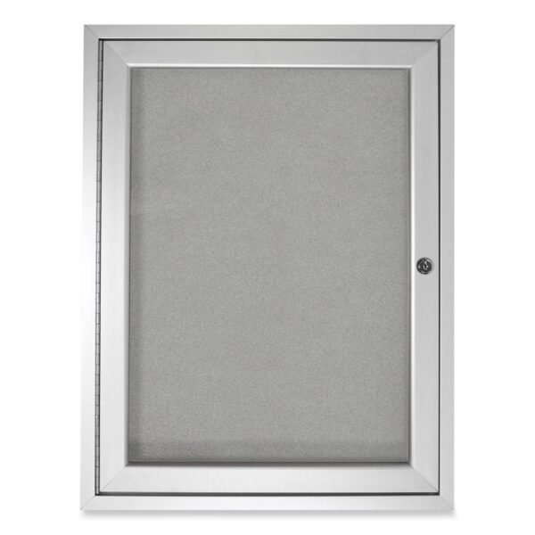 Ghent 1 Door Enclosed Vinyl Bulletin Board with Satin Aluminum Frame, 36 x 36, Silver Surface (PA13636VX193)
