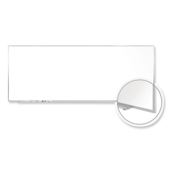 Ghent Magnetic Porcelain Whiteboard with Satin Aluminum Frame, 144.5 x 48.5, White Surface (M14124)