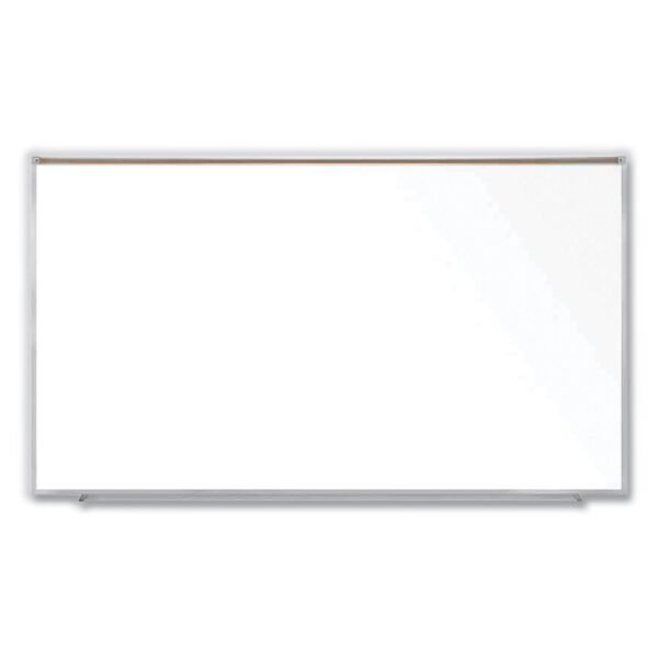 Ghent Magnetic Porcelain Whiteboard with Satin Aluminum Frame and Map Rail, 96.53 x 60.47, White Surface (M1P581M)