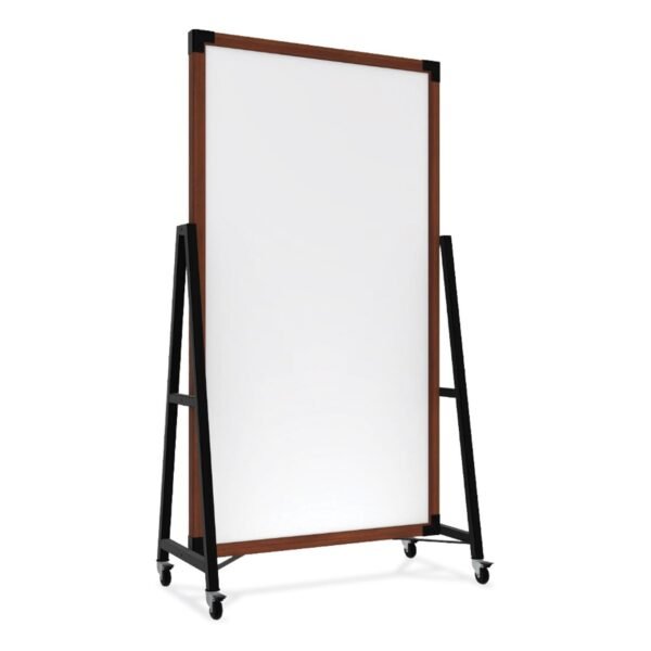 Ghent Prest Mobile Magnetic Whiteboard, 40.5 x 73.75, White Surface, Caramel Oak Wood Frame (PRS6M7440BC)