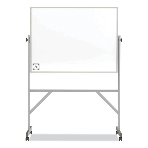 Ghent Reversible Magnetic Hygienic Porcelain Whiteboard, Satin Aluminum Frame and Stand, 48 x 36, White Surface (ARM4M434)