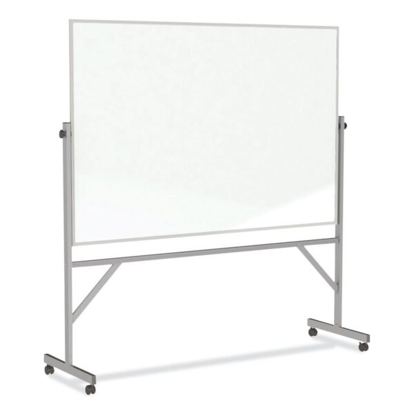 Ghent Reversible Magnetic Porcelain Whiteboard with Satin Aluminum Frame, 77.25 x 78.13, White Surface (ARM1M146)