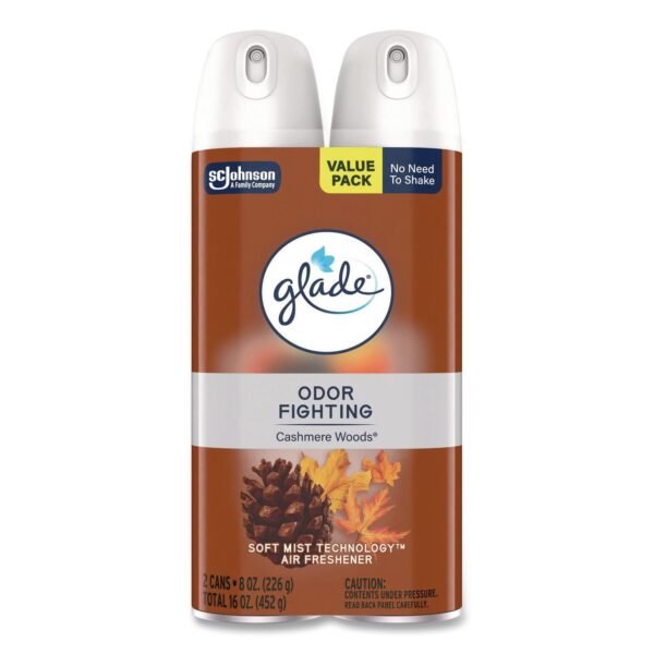 Glade Air Freshener, Cashmere Woods, 8.3 oz Aerosol Spray, 3/Carton (377361)