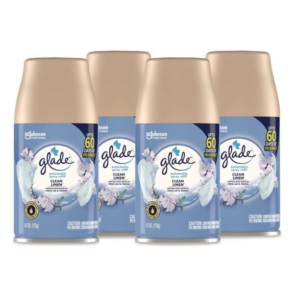 Glade Automatic Air Freshener, Clean Linen, 6.2 oz Can, 4/Pack (333368)