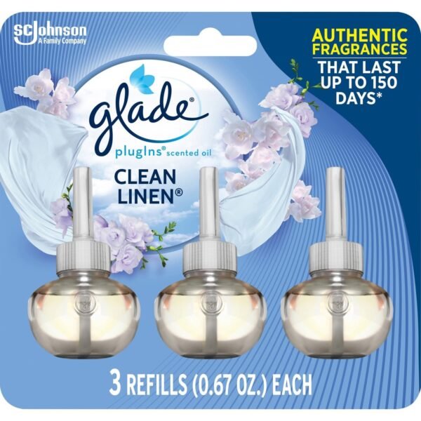 Glade Plug-In Warmers Linen Air Refill Clean Linen - 50 Day - Long Lasting - 3 / Pack (322826)