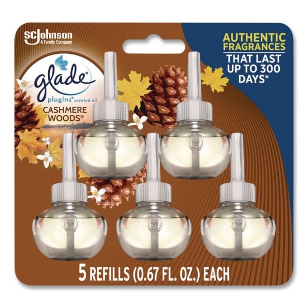 Glade Plugin Scented Oil Refill, Cashmere Woods, 0.67 oz, 5/Pack (366544)