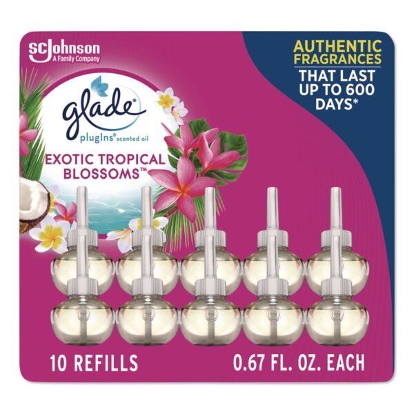Glade Plugin Scented Oil Refill, Exotic Tropical Blossoms, 0.67 oz, 10/Pack (353730)