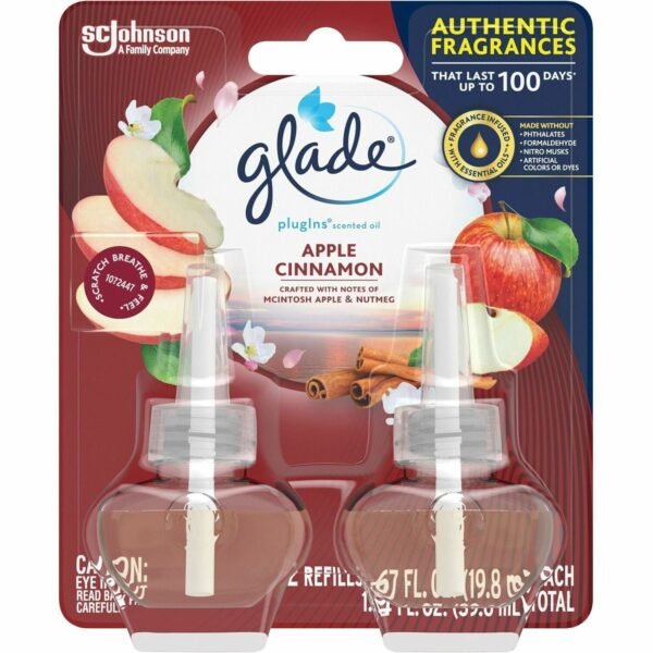 Glade PlugIns Refill Oil - 1.3 fl oz (0 quart) - Apple Cinnamon - 50 Day - Long Lasting - 2 / Pack (375748)