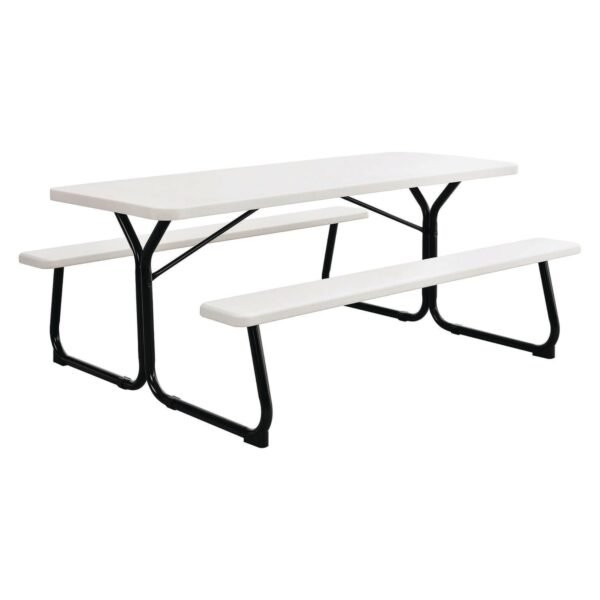 Global Industrial Blow-Molded Plastic Picnic Table, Rectangular, 72 x 60 x 30, White Top, White Base/Legs (695484)