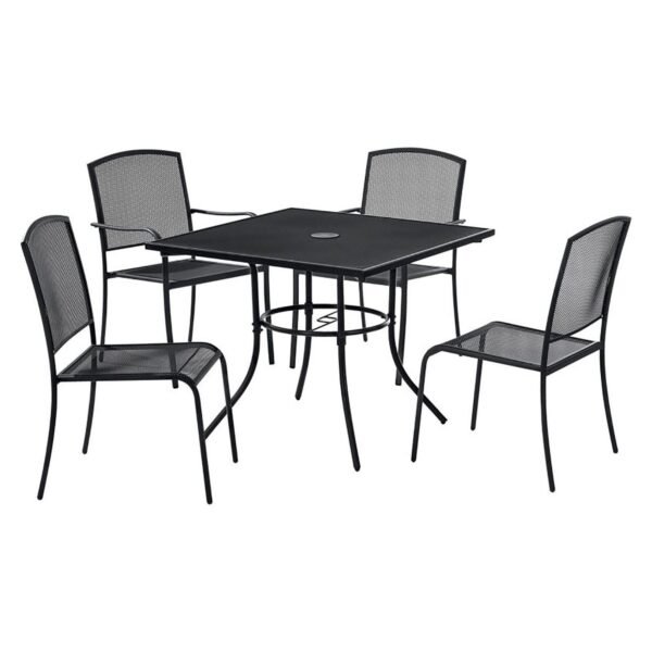 Global Industrial Interion Mesh Cafe Table and Chair Sets, Square, 36 x 36 x 29, Black Top, Black Base/Legs (695974)
