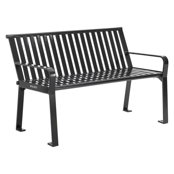 Global Industrial Steel Slat Benches with Back, 48 x 27 x 31, Black (694853BKKD)