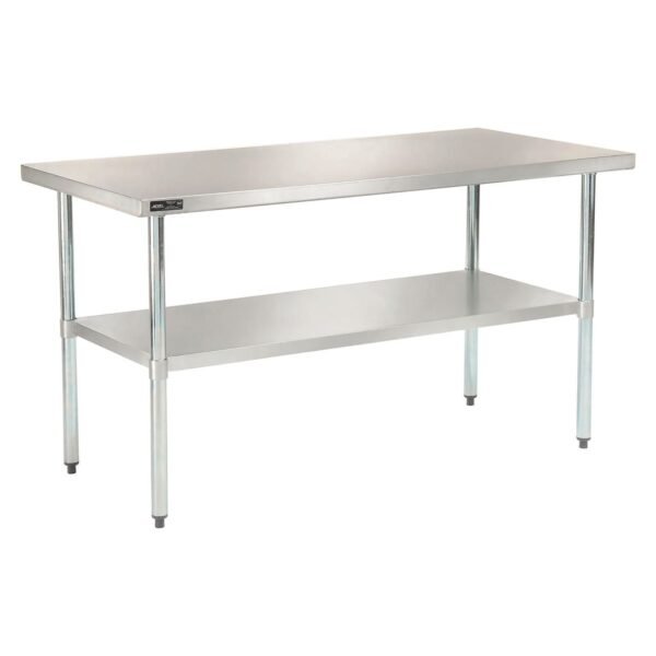 Global Industrial Work Table with Undershelf, Rectangular, 60 x 30 x 35, Silver Top, Silver Base/Legs (319056)