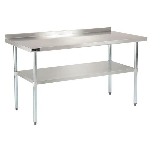 Global Industrial Work Table with Undershelf with Backsplash, Rectangular, 60 x 30 x 35, Silver Top, Silver Base/Legs (319060)
