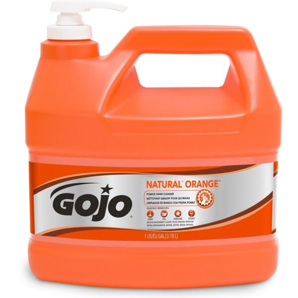 Gojo® Natural Orange Pumice Hand Cleaner Citrus Scent - 1 gal - Pump Bottle Dispenser - Dirt Remover, Oil Remover, Grease Remover - Hand - White - Heavy Duty, Fast Acting - 1...