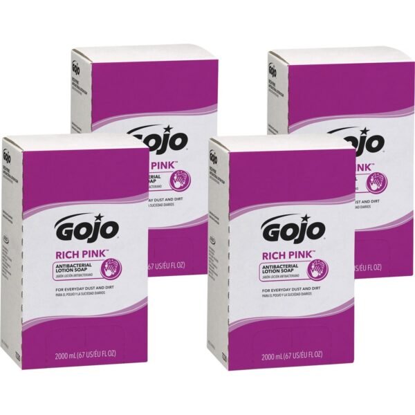 Gojo® Rich Pink Antibacterial Lotion Soap Refill 2.11 quart - Soil Remover - Antibacterial - 4 / Carton (722004CT)