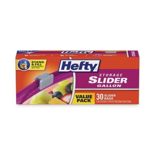 Hefty Slider Stand and Fill Food Storage Bags, Gallon, 10.56" x 11", Clear, 30/Box (R88071)
