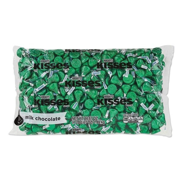 Hershey's KISSES Milk Chocolate, Green Wrappers, 66.7 oz Bag (60347)