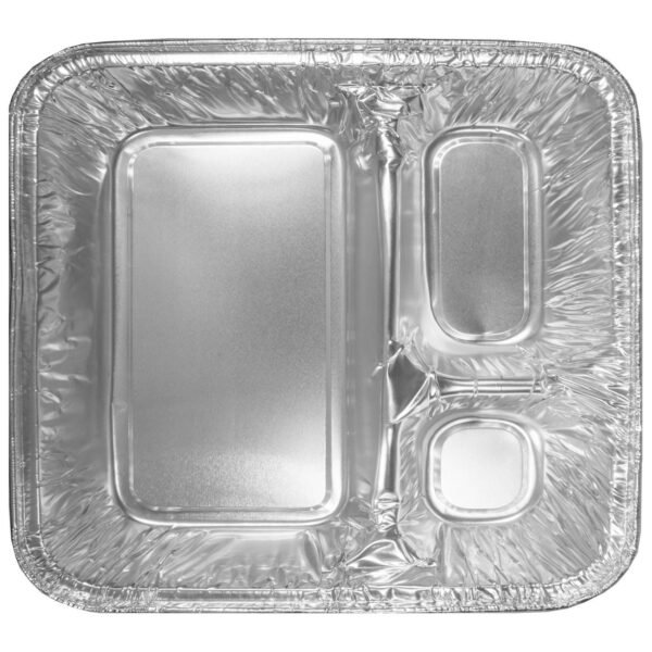 HFA Three-Compartment Oblong Food Container, 24 oz, 6.38 x 1.47 x 8, Silver, Aluminum, 500/Carton (204500)