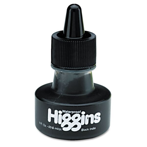 Higgins Waterproof Pigmented Drawing Ink, 1 oz Bottle, Black (44201)